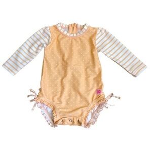 Ruffle Butts Confetti / Polka Dot One Piece Rash Guard Swimsuit Budle Sz 6-12 mo